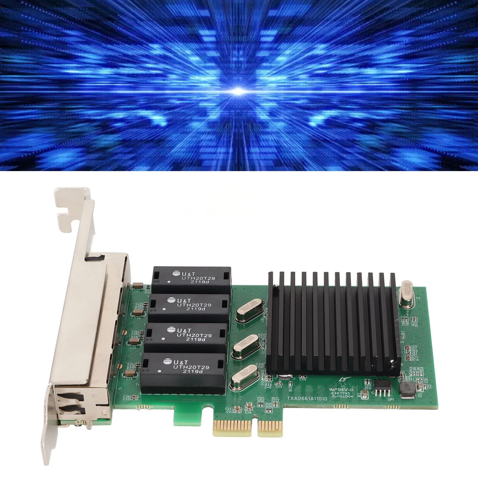 Zunate Scheda di Rete PCIe, Adattatore per Server Gigabit Ethernet a 4 Porte Scheda di Rete RJ45, Interfaccia Bus PCI Express 1.1, per Slot PCI Express X1, X2, X4, X8 o X16