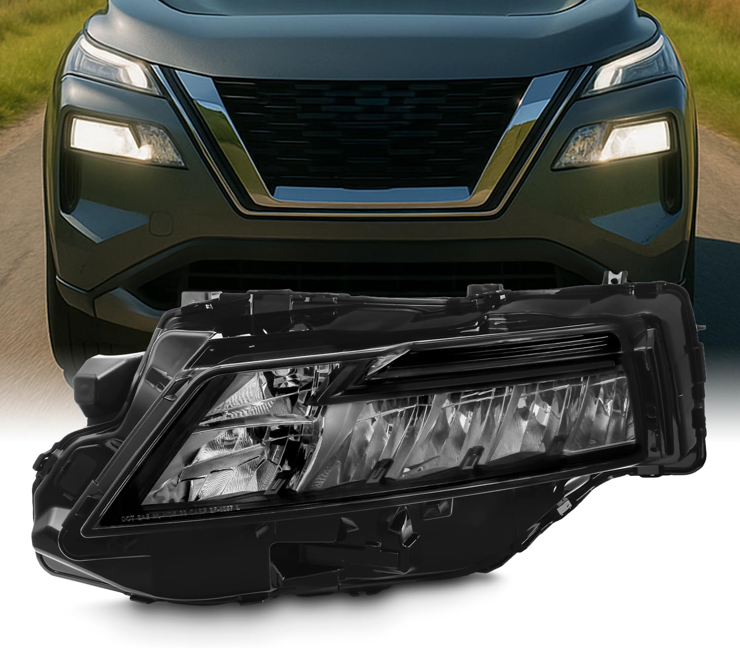 AKKON - Fit 2021-2024 Nissan Rogue 21-24 Bottom [Full LED] Headlight Headlamp OE Style Passenger Side Black Assembly