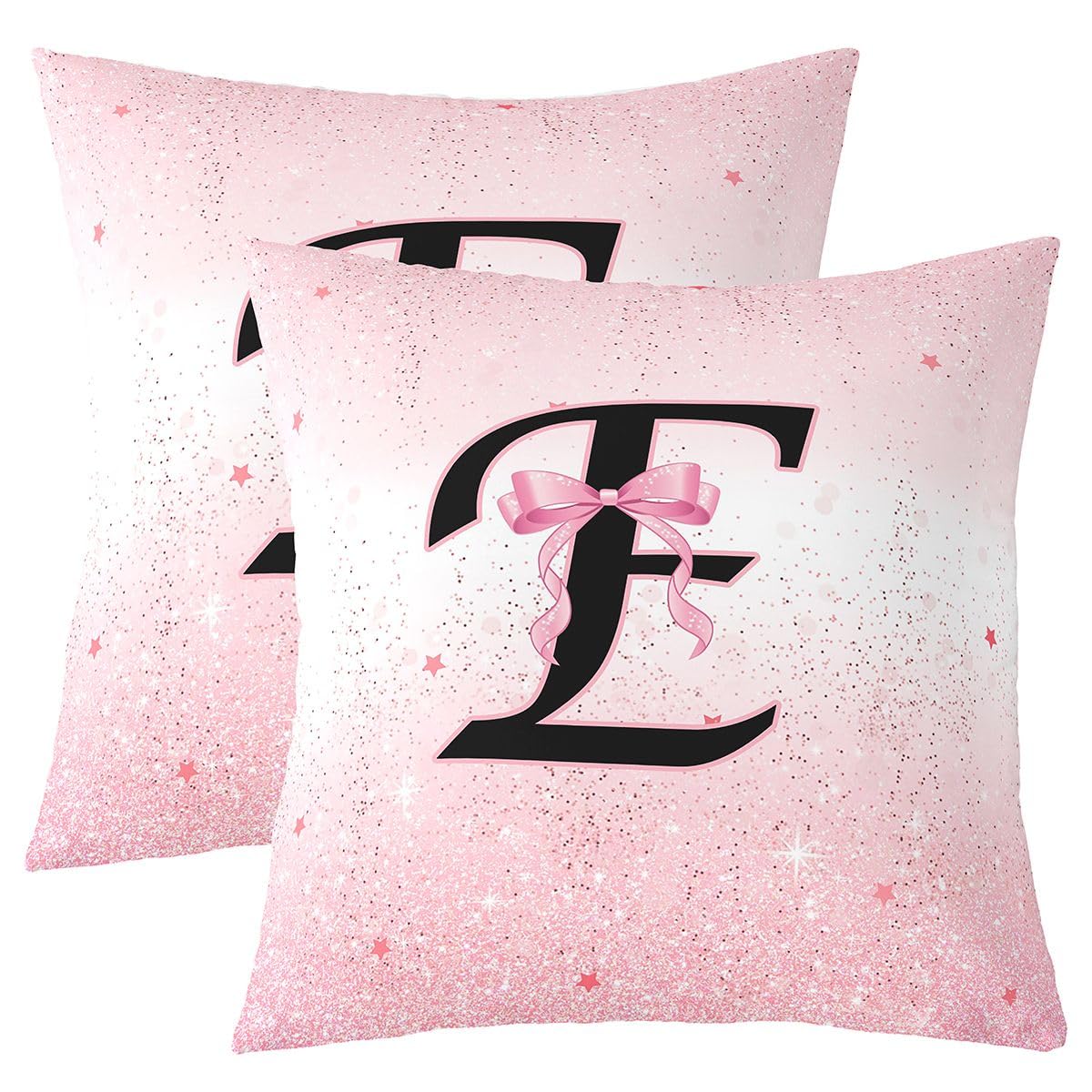 Taie d'oreiller initiale E personnalisée Homewish, idée cadeau rose 60x60