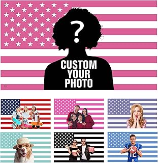Custom Pink American US Flag 3x5 Ft, Personalized Funny Flags Design Your Own Image Logo Photo Text Single/Double Sided Customized Flag Tapestry for Bedroom Room Dorm Concerts Outdoor Garden Decor