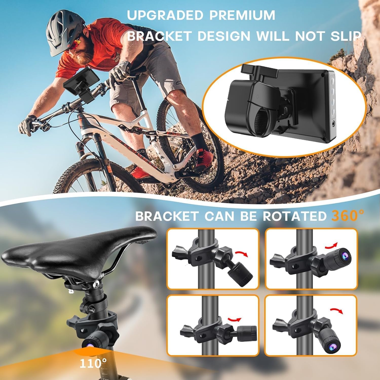 HD Wired Bicycle Rear View Camera Accessories, Bicycle Camera with Night Vision, Easy Install Safety Accessories for PARKVISION Bicycle Rear View Camera Kit