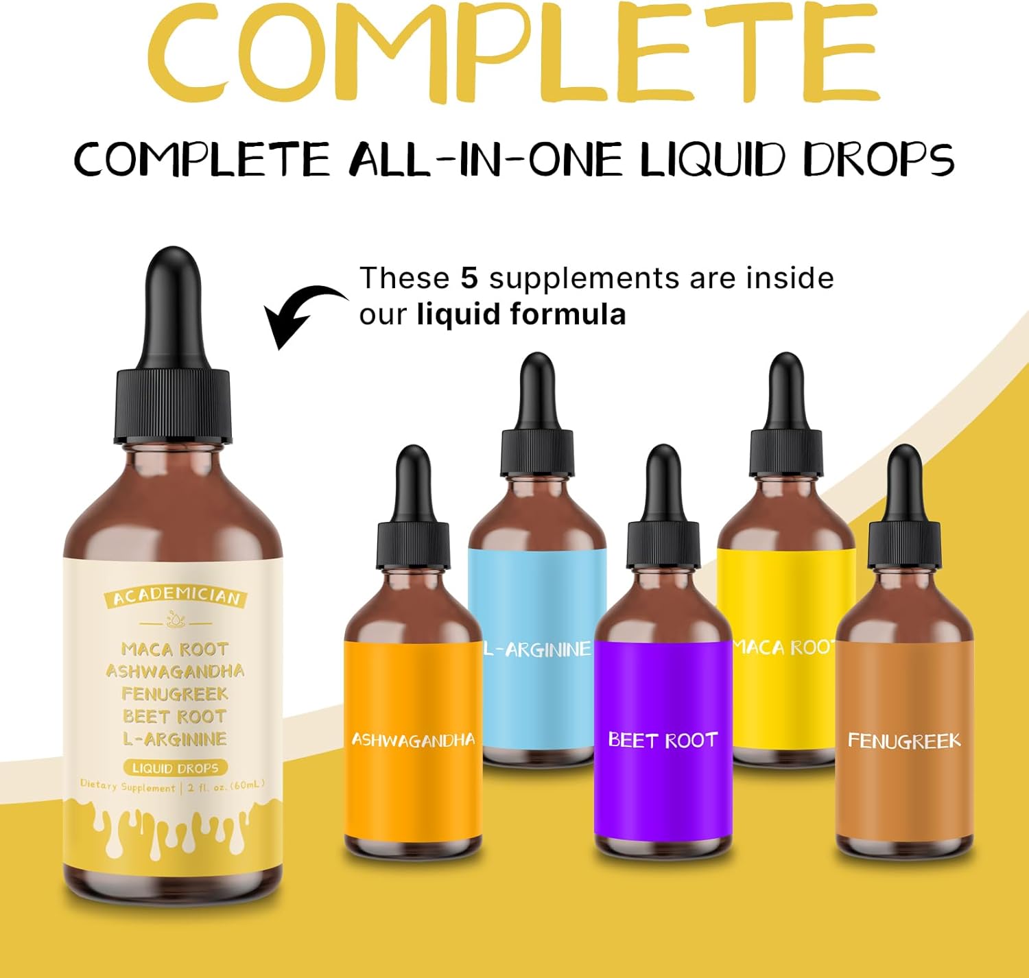 Ashwagandha Drops with MACA Root Drops L Arginine Beet Root Liquid Fenugreek Liquid - 60ML