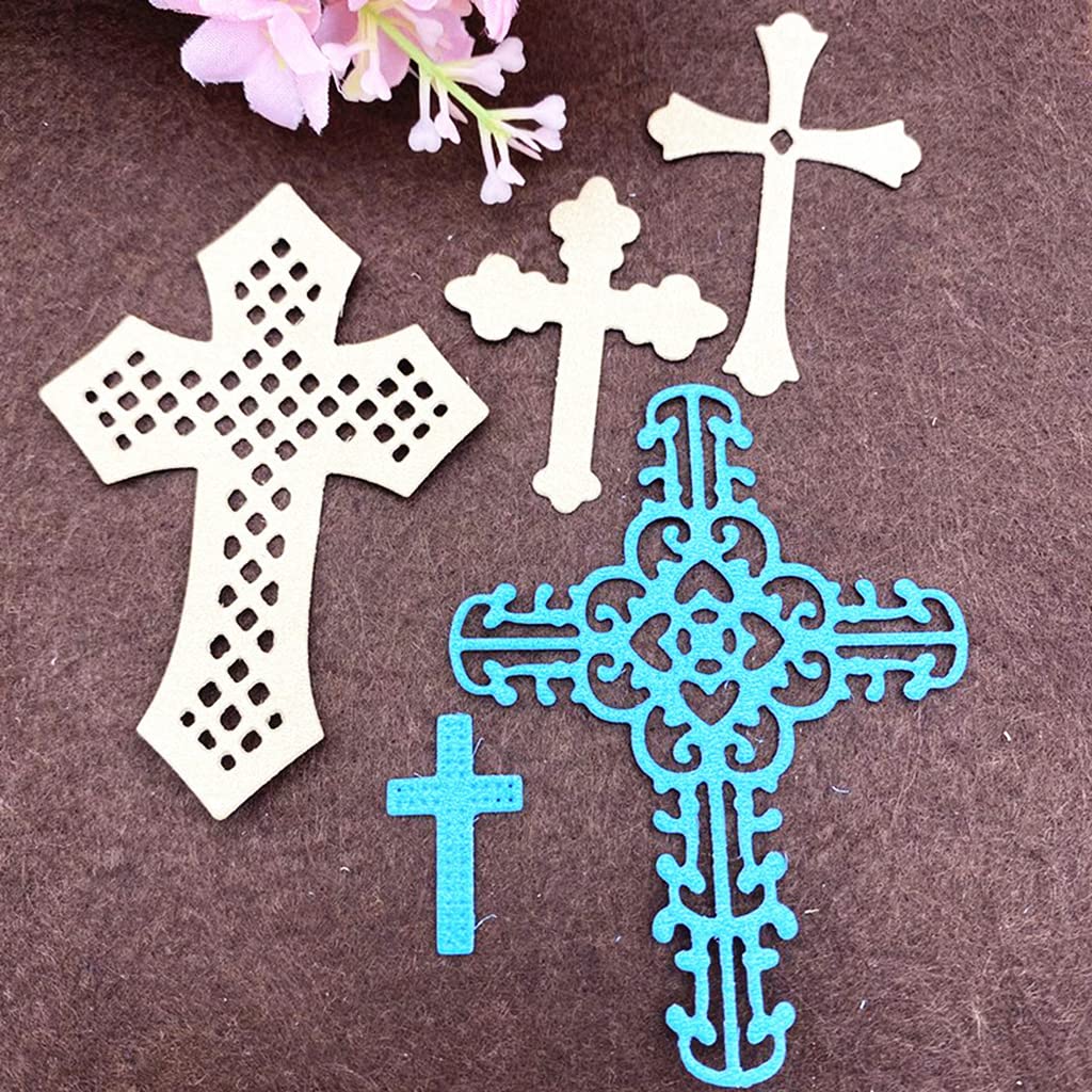 Metall-Prägeschablone 'Silber Kreuz Blumen' – Für Scrapbooking, Karten & Deko