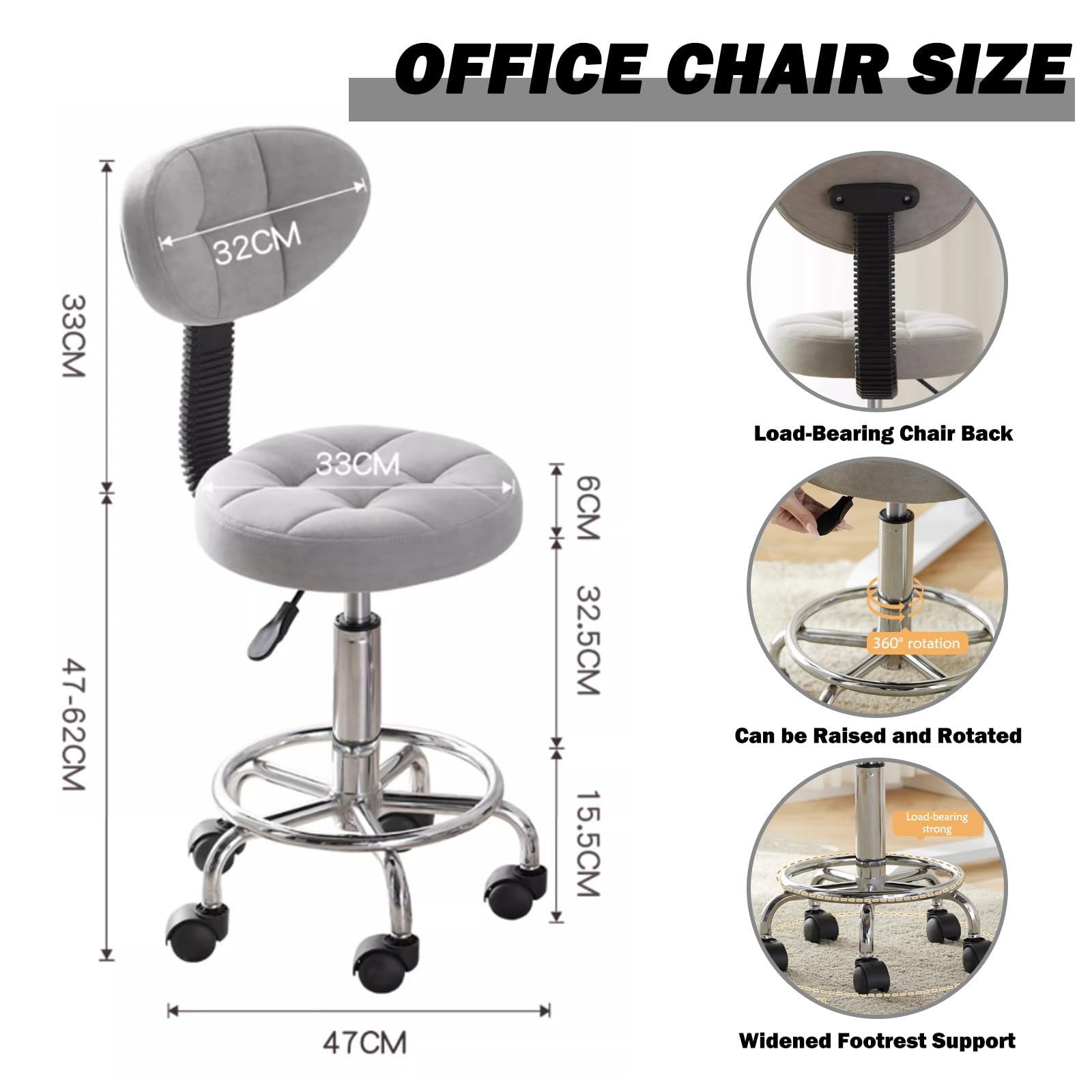Sgabello da bar – Sedia da disegno ergonomica con supporto posteriore e poggiapiedi, versatile sgabello da ufficio per casa, cucina, bar, negozio (A-nero, 1 pezzo)