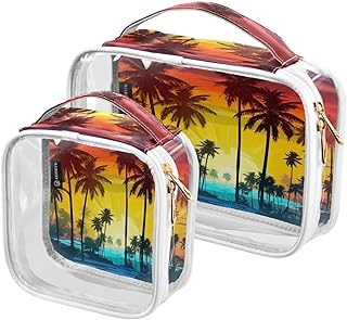 2Pcs Coconut Tree Cosmetic Bags,Clear Makeup ...