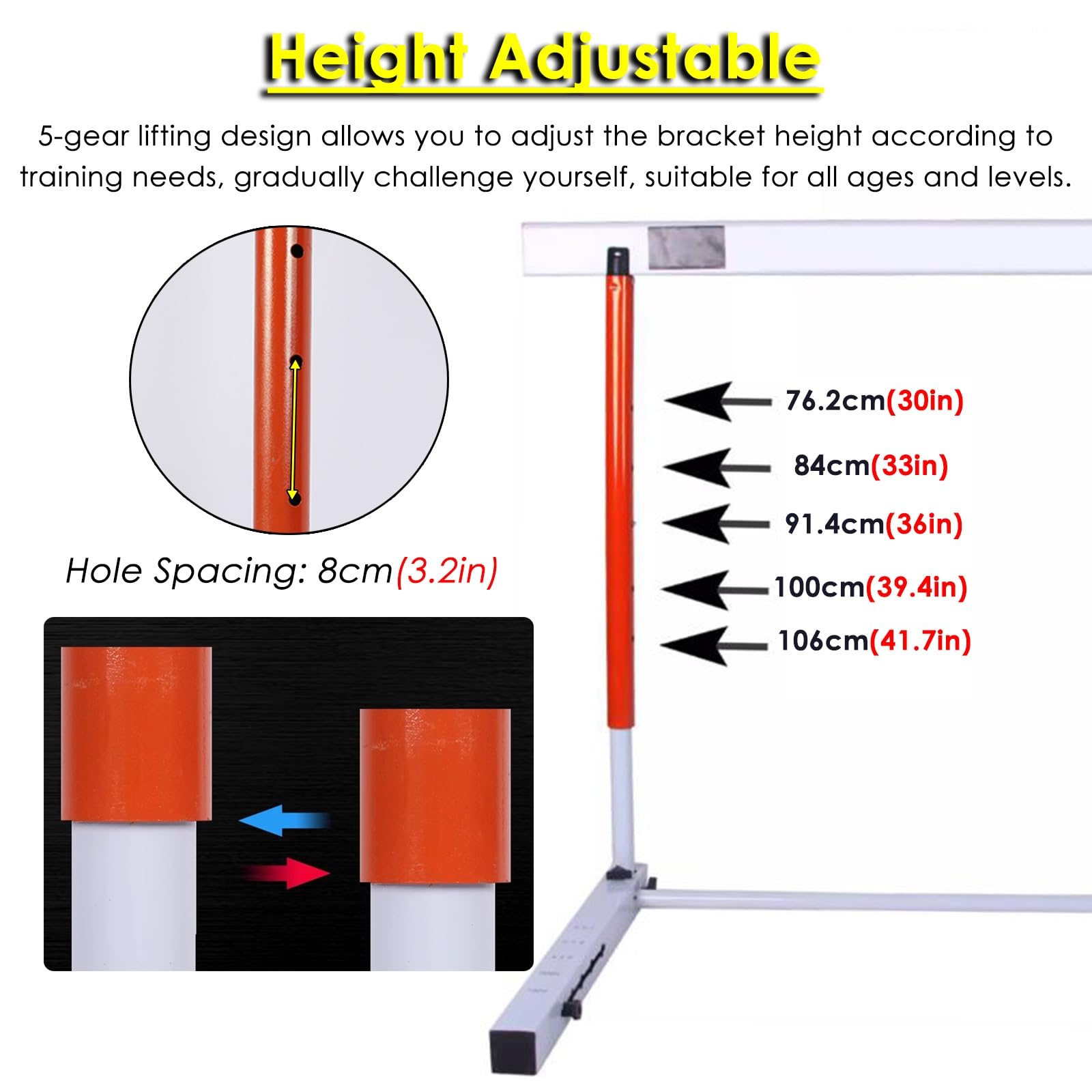Adjustable Height Agility Hurdle Set for Adults, 1/5/10 Pcs Speed Agility Training Hurdles Detachable, Portable Jumping Hurdles Track and Field, for Professional Competition/Outdoor Sports(Pack of 10)