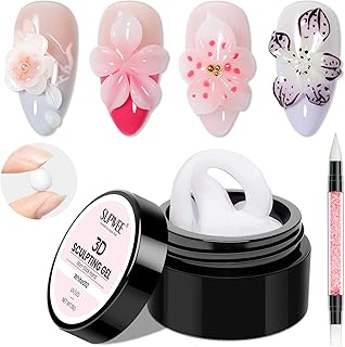 3D Nail Sculpting Gel for Nails Art, White Non-Sticky Hard Solid Molding Nails for Extension Carving Home DIY Manicure with Nail Art Pen DIY at home
