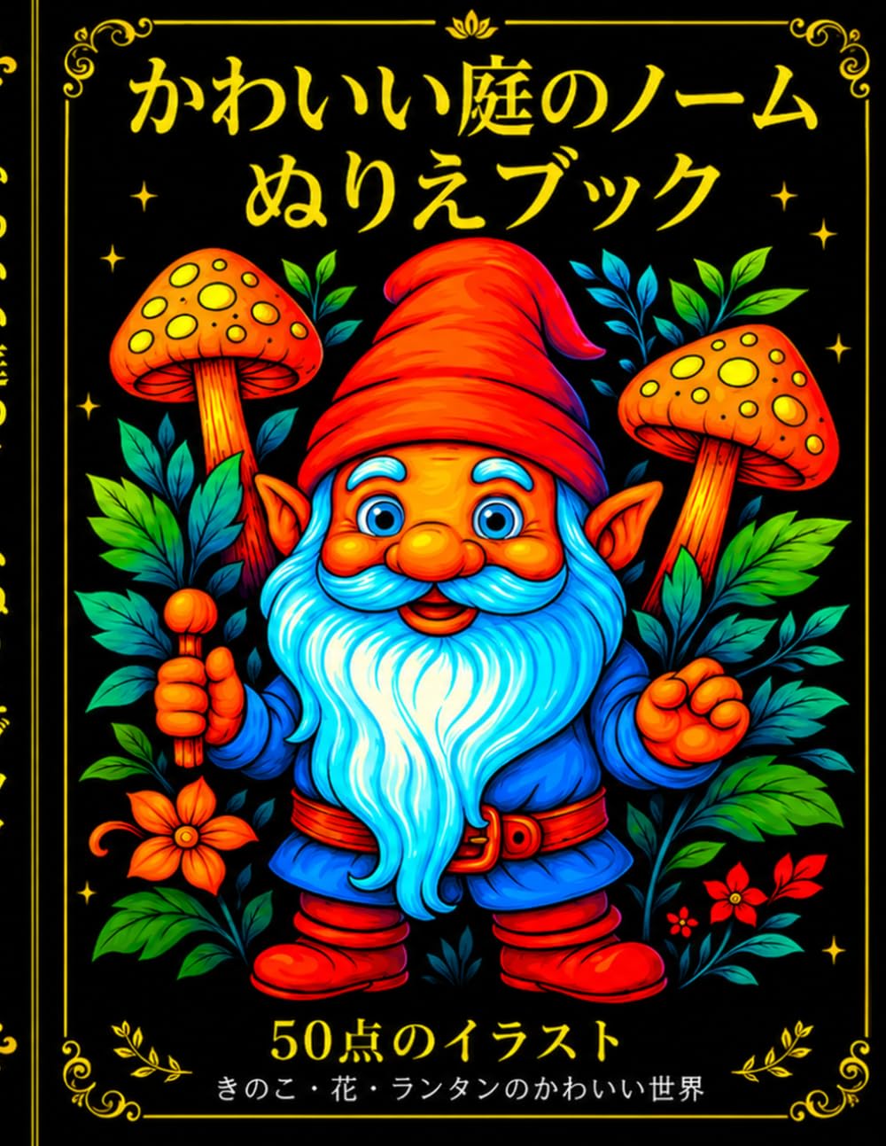 かわいい庭のノームぬりえブック: きのこ・花・ランタンに囲まれた小さな妖精たちのファンタジー塗り絵集