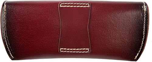 Miniatura 2 de Caso unisex semi duro de cuero genuino para gafas con cinturón para gafas graduadas y gafas de sol de tamaño estándar