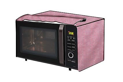 The Furnishing Tree Microwave Oven Cover for Borosil Prima 19 Liter 1300 Watt Convection Oven Toaster Griller (OTG) Pin Check Pattern Pink