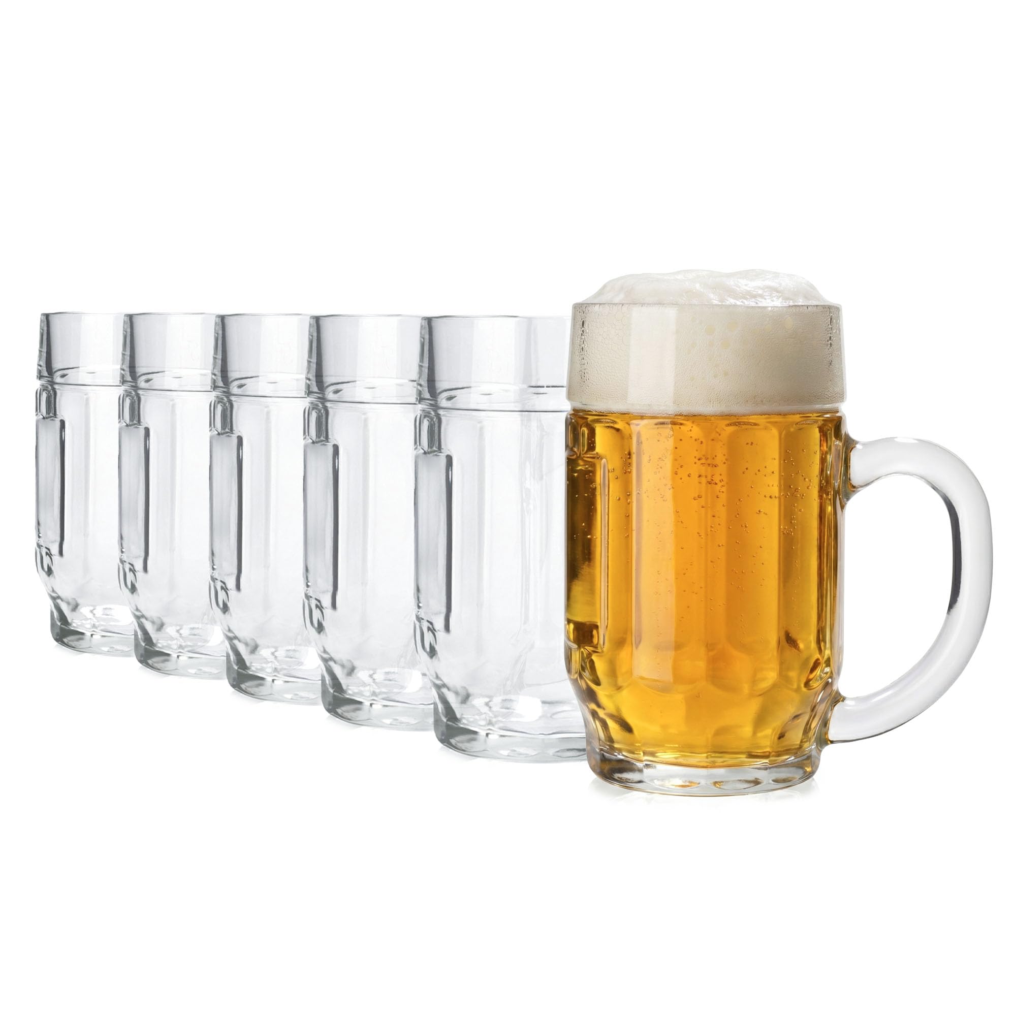 Oberglas DONAU Chopes à Bière Lot de 6, 500 ml | Chope classique avec grand cartouche à graver | Idéal pour Lager, Märzen & Bock | Verre horeca robuste | Cadeau lavable au lave vaisselle maison