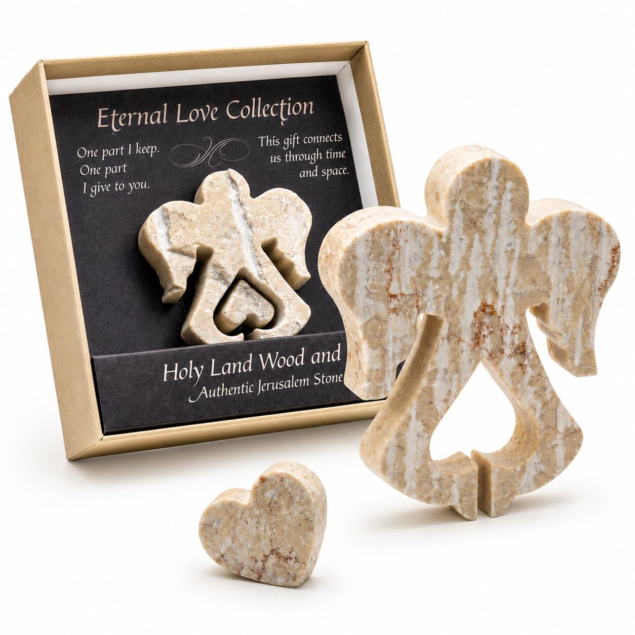 RosaryMart Jerusalem Stone Two-Piece Memorial or Separation Keepsake