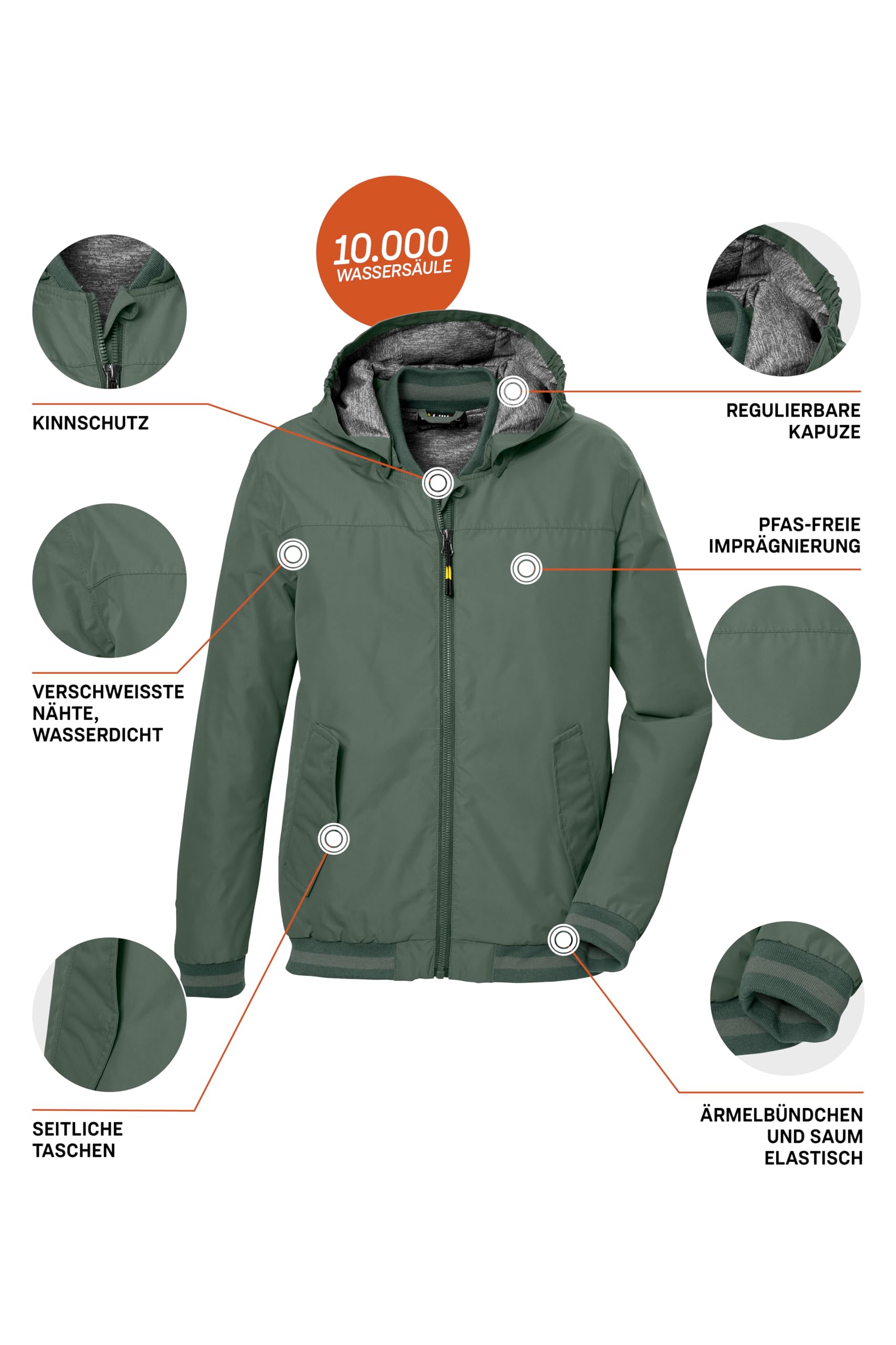 Killtec Jungen Kos 153 Bys Jckt Funktionsjacke ist wasserdicht/Regenjacke mit Kapuze