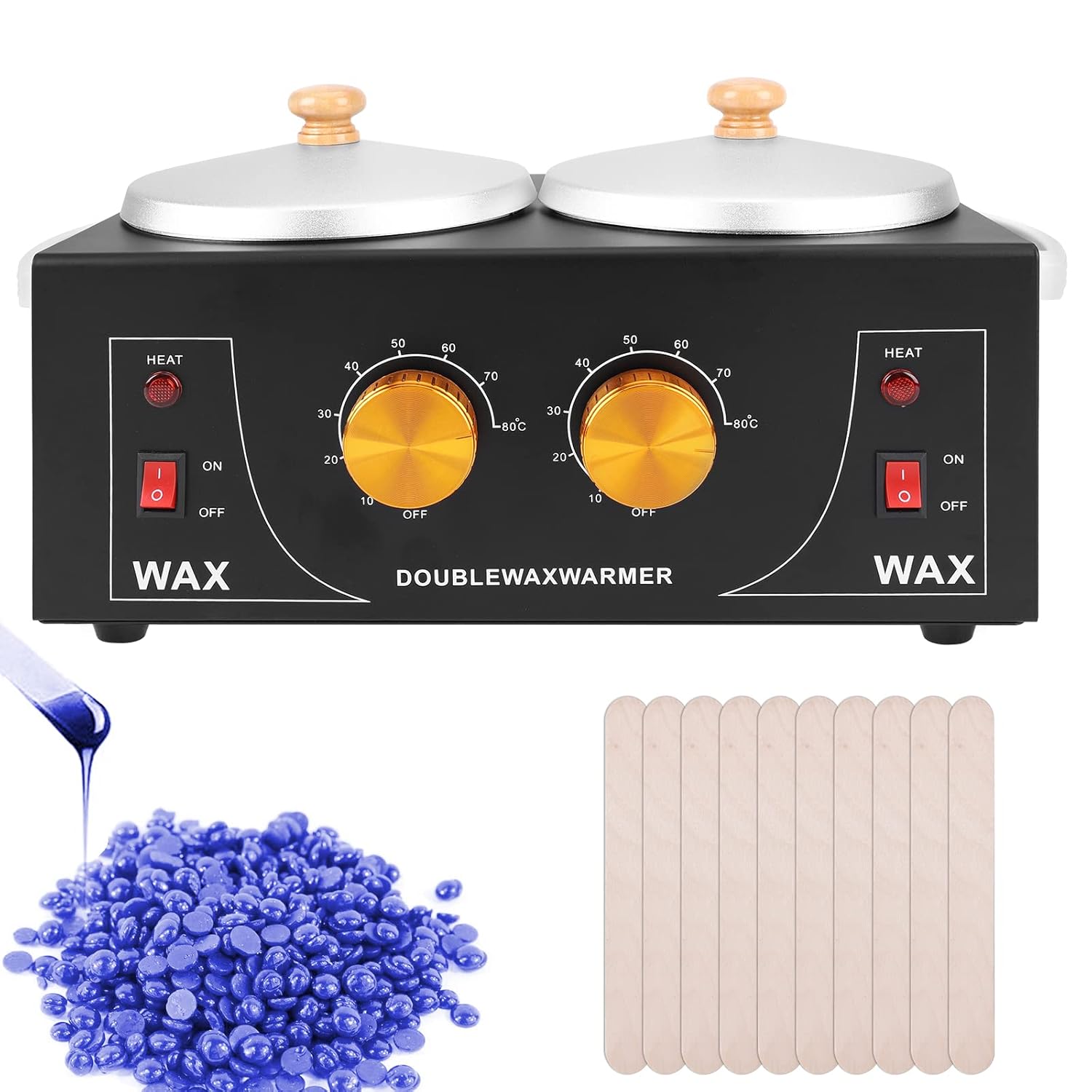 Wax Warmer Machine - Non-Stick Heater for Hair Removal, Paraffin Facial Skin Body Spa & Salon, Adjustable Temperature Set
