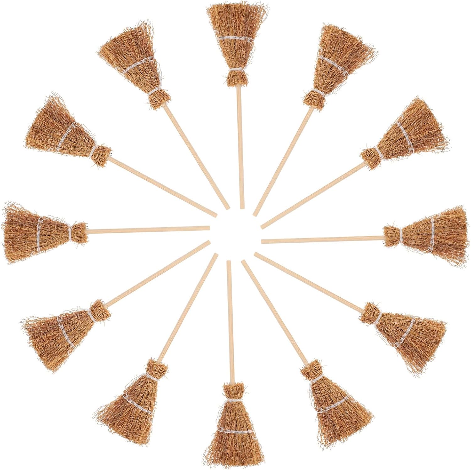 Amosfun Mini Witch Broom Hanging Decoration 5.5 Inch Straw Broomstick Ornament for Halloween and Christmas Dollhouse Accessories