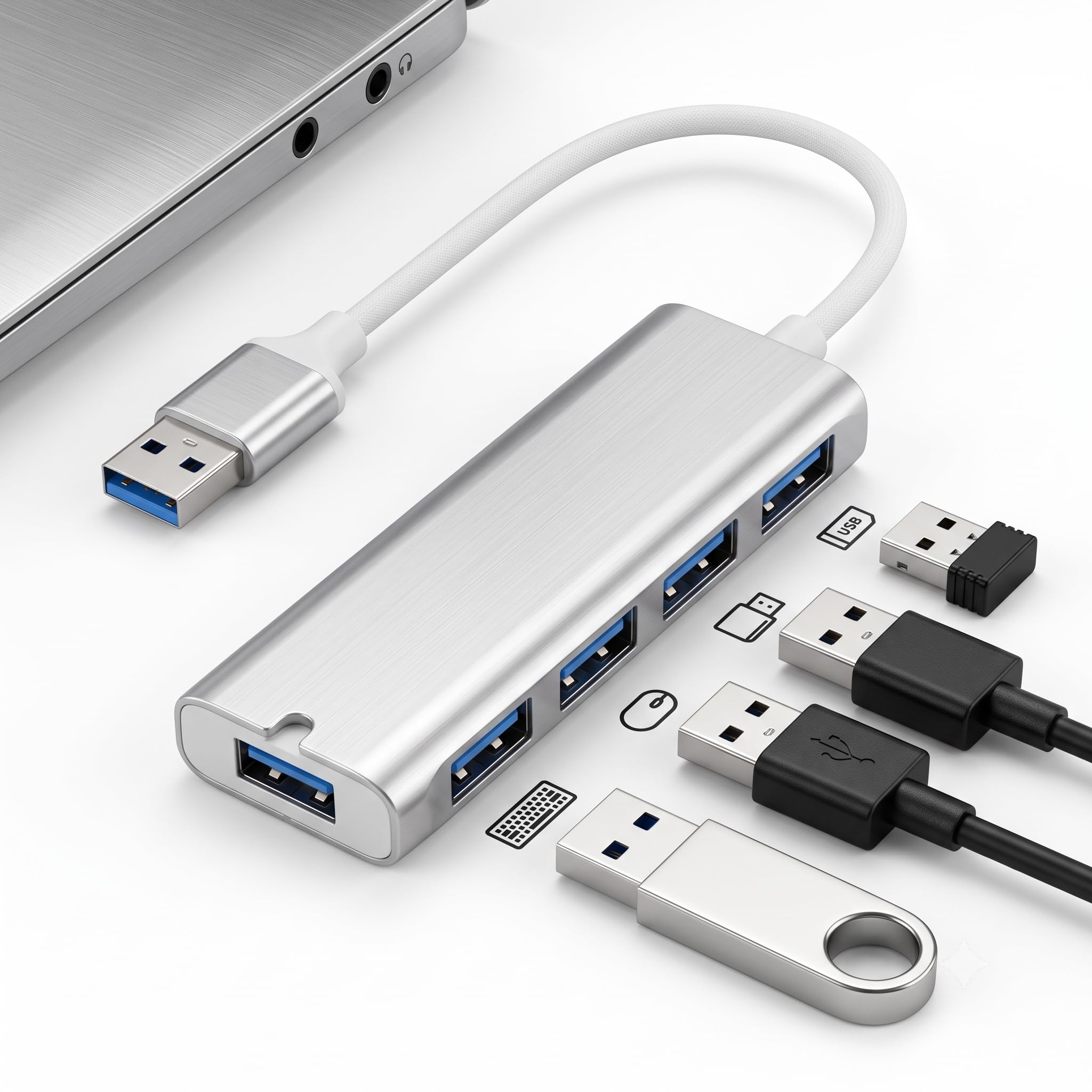Multifunctional 4 Port USB Hub Docking Station Converter 4 in 1 USB 3.0 Docking Station for iPad Laptop Mobile Hard Drives-image-47