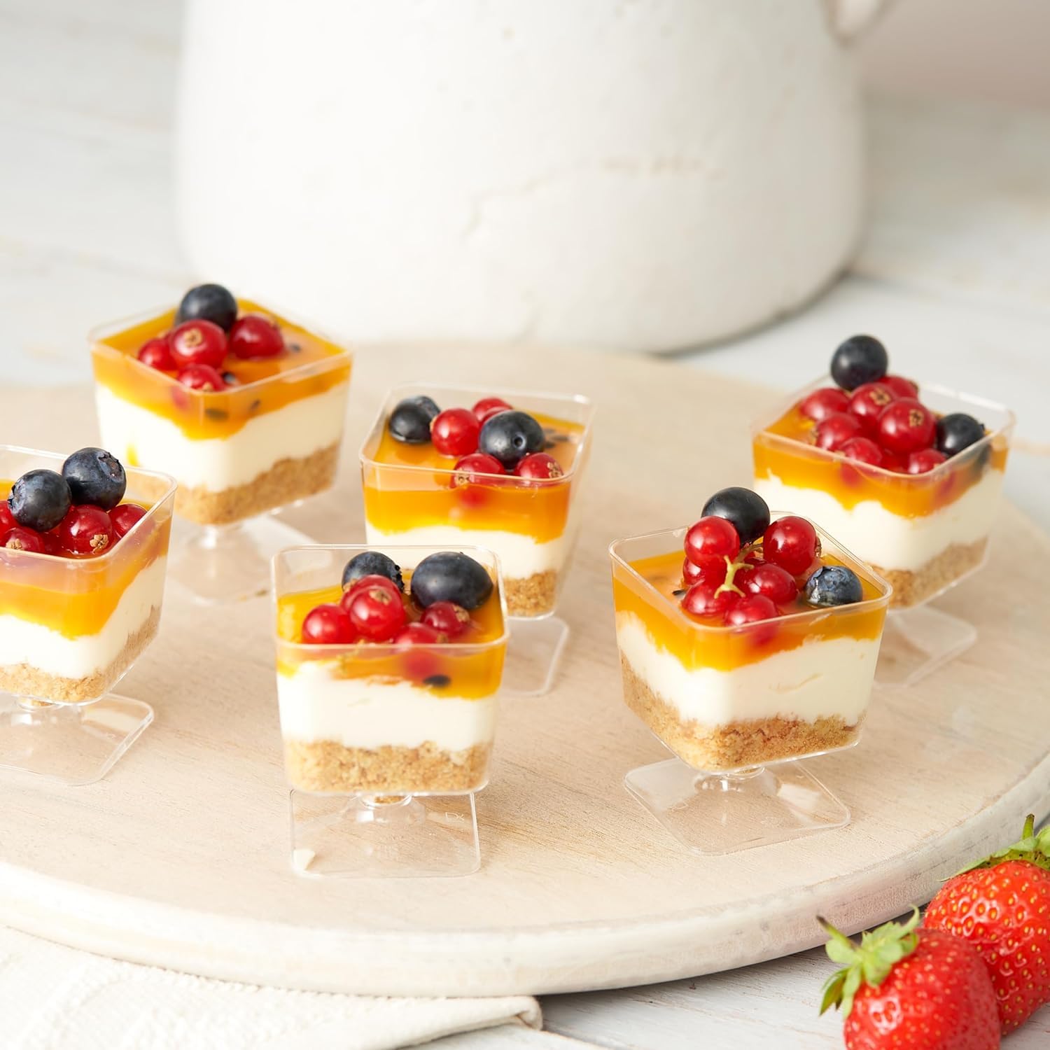 APOLLINE INDIA® 20pcs Dessert Cup Pudding Serveware Coupe Wine Mousse Cup Trifle, Fruit Parfait, Sundae and Nuts, Mini Footed Clear Cup 100ml 2