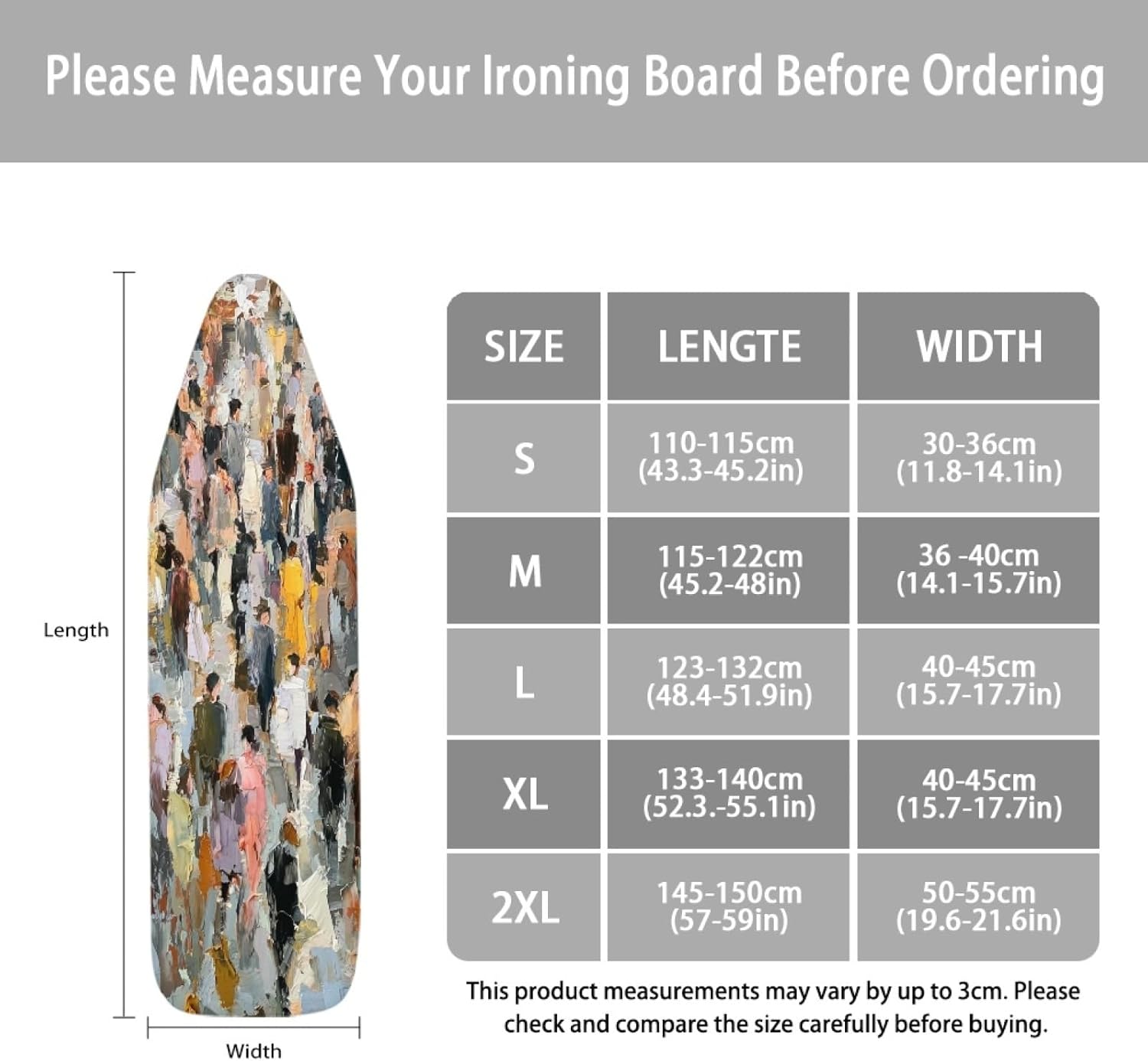 Padded Ironing Board Covers 18 X 49 Black Pink Ironing Board Pad and Cover Thick Replacement Drawstring Tightening & Lock, Easy Fit, Scorch & Stain Resistant, Non Slip
