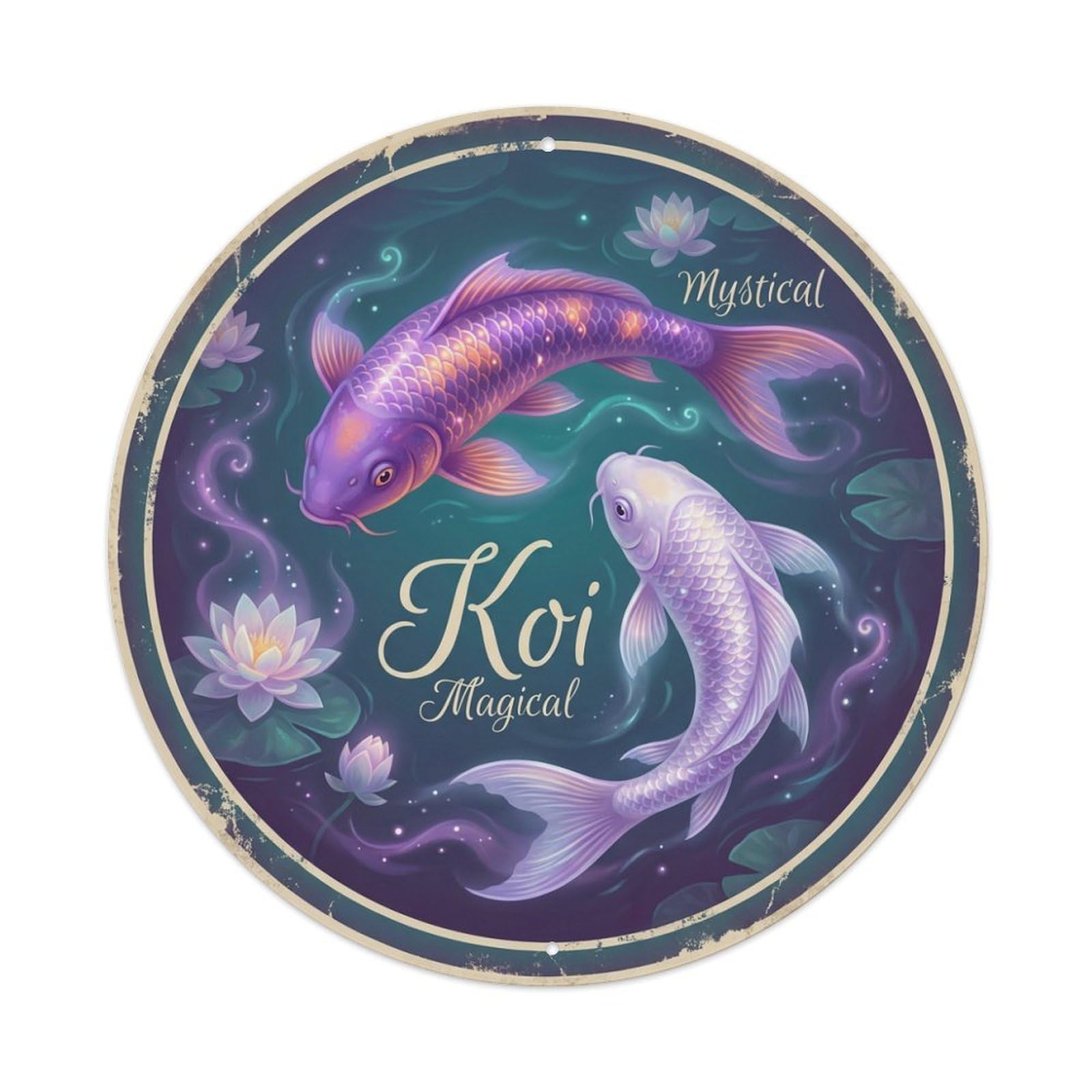 Xanthor Style Koi Fish Waters Ethereal Metal Tin Sign