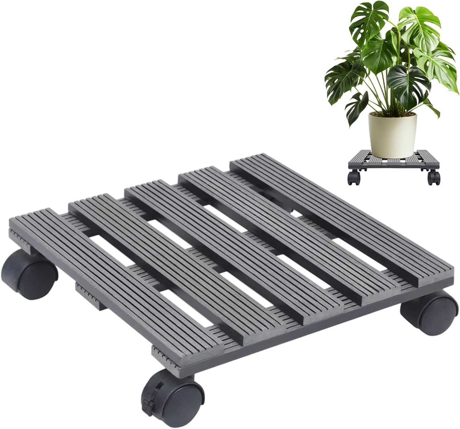 Plant Stand On Wheels | Planter Roller Tray - Large Rolling Tray - for Outdoor Indoor Patio Floor Outside Porch Terrace Yard