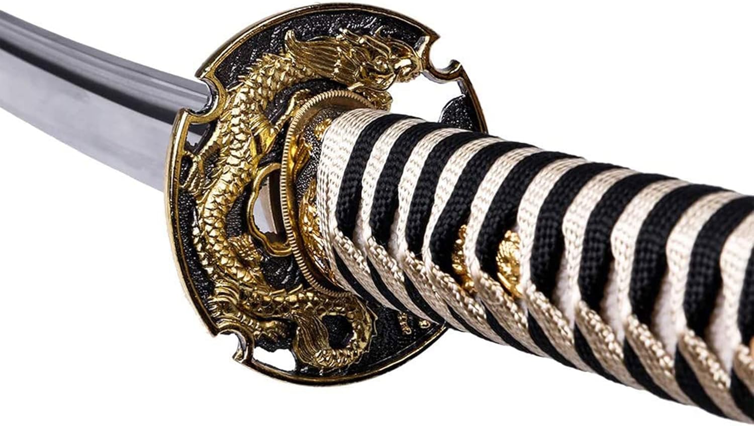 siwode Katana Handmade Full Tang Sharp, Alloy Golden Dragon Tsuba Japanese Samurai Sword High Carbon Steel 1060, 40-Inch