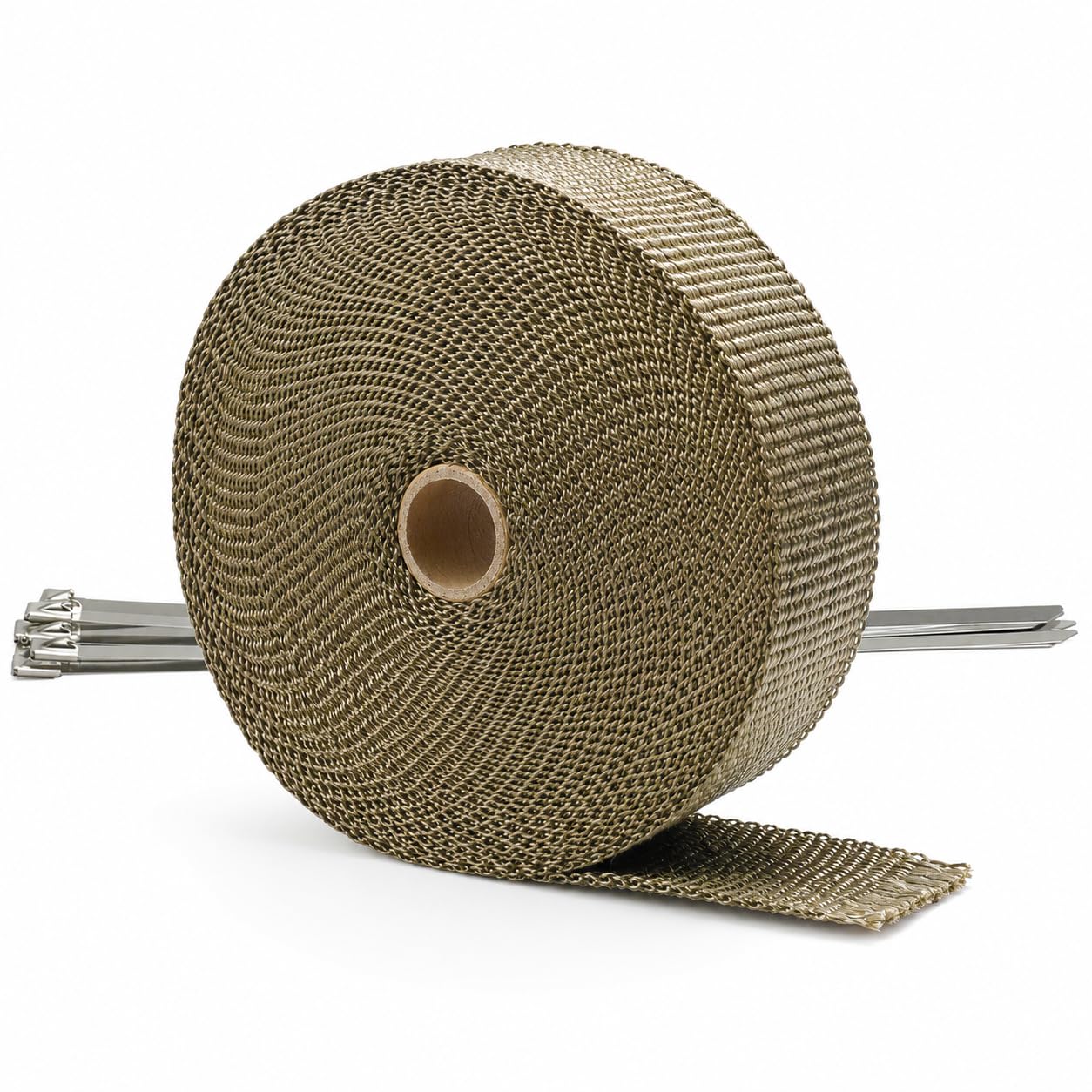ARTR Titanium Lava Fiber 5CM x 15M Exhaust Header Heat Wrap Kit with 10PCS 30CM Stainless Steel Locking Ties