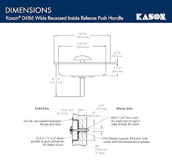 Kason 486 Wide Recessed Inside Release Handle (10486C00400)