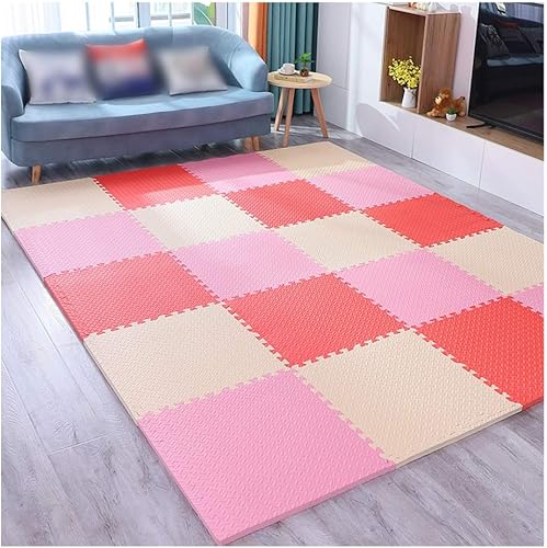 ALGFree - Alfombra de juegos de espuma para habitación de juegos y dormitorio moderna, entrelazada, para suelo de puzle, 4 colores, A