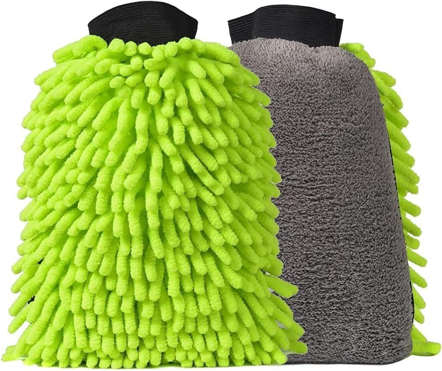 Car Wash Mit | Non-Lint Soft Scrub Pad Chenille Microfiber Cleaning Cloth Wash Gloves,Auto Detailing Washing Supplies, Double-Sided Exterior Care Products, Green