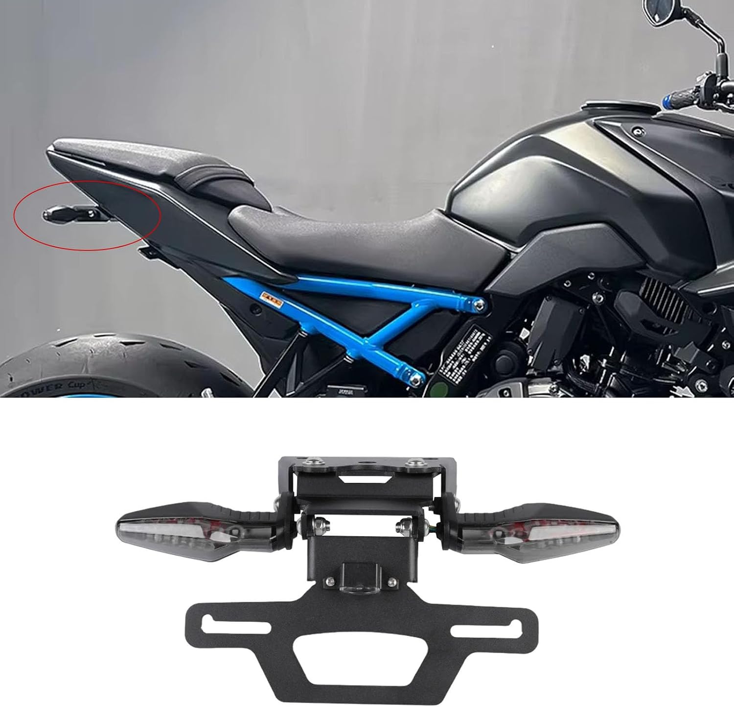 For GSX-8R 2024-2025 GSX-8S 2023-2025 Motorcycle Fender Eliminator Tail Bracket LED Flasher Brake Light GSX8S GSX8R Foldable License Plate Holder (Set B)