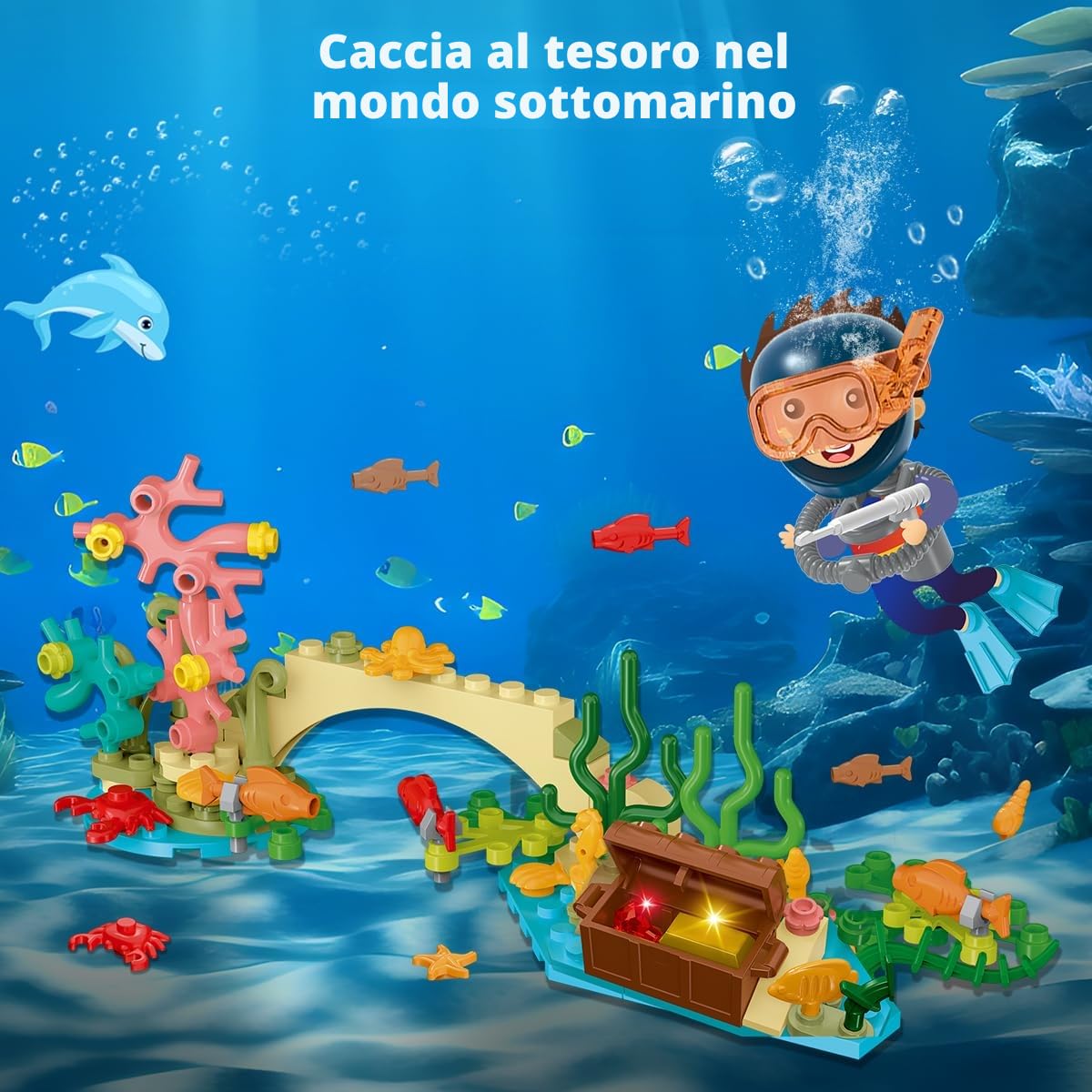 HOGOKIDS City Arctic Explorer Set di costruzioni navali con luce LED - Divertente kit di blocchi da costruzione galleggianti regalo per l'esplorazione dell'oceano per bambini bambine dai 6 anni in su
