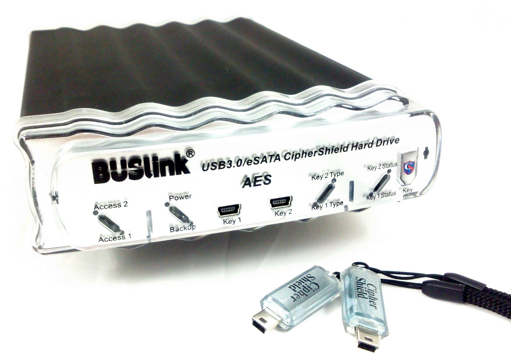BUSlink CSX-6T-U3KKB 6TB HDD 2FA Bilateral Dual Keys 512-bit AES USB 3.2 Gen 1 (3.0) /eSATA CipherShield FIPS 140-2 HIPAA Hardware Encrypted External Drive