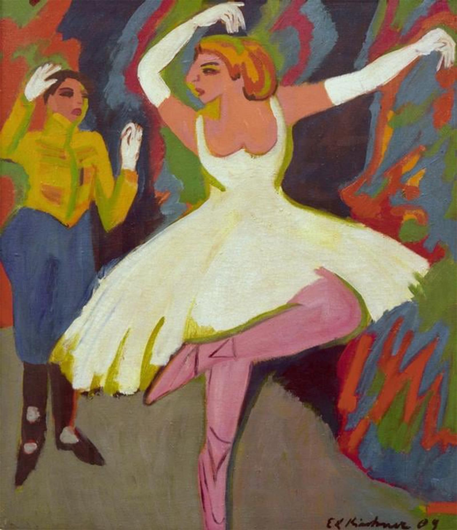 SERENDIPITP Vintage Picture Print on Canvas Wall Art Poster Russian dance couple by Ernst Ludwig Kirchner Artwork Print Poster for Wall Decor 60x90cm