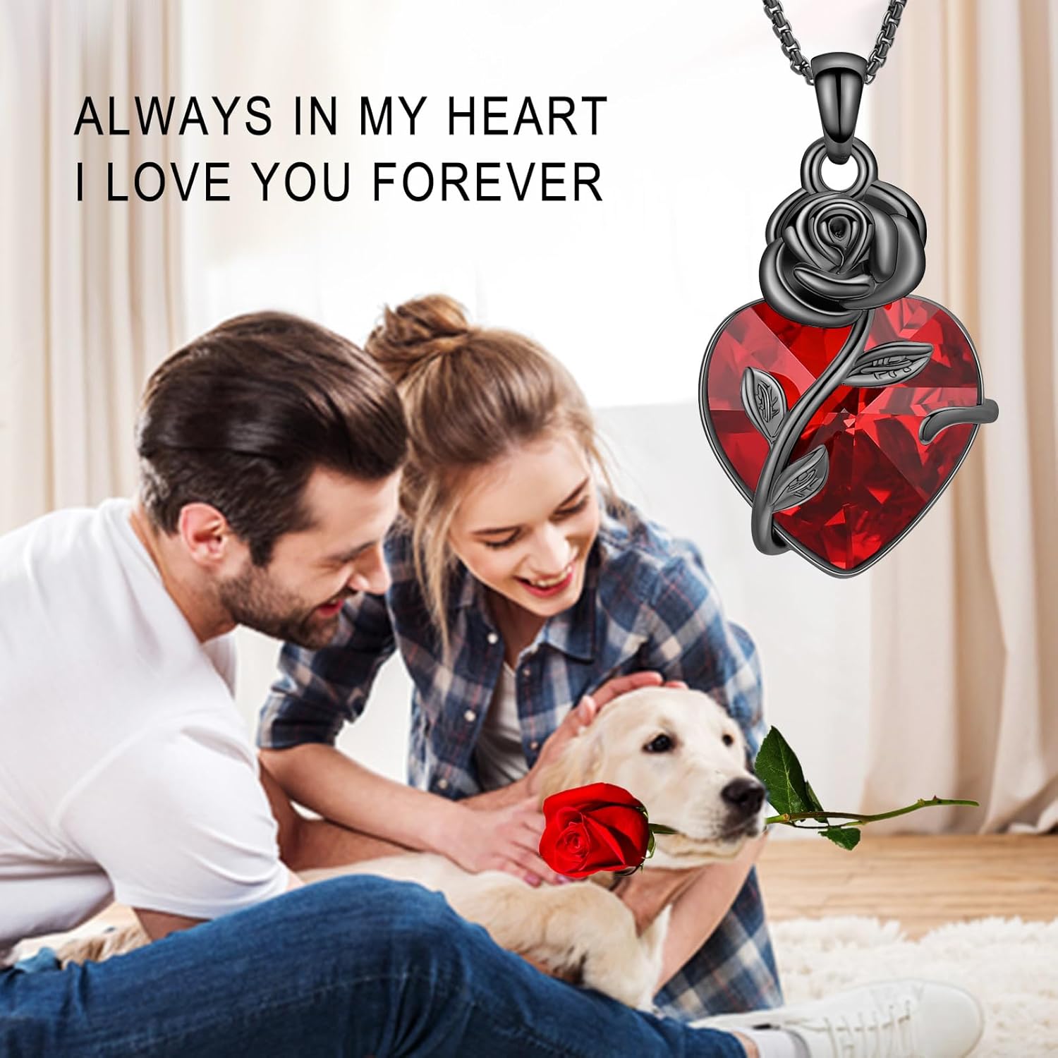 Oinsi Rose Flower Cremation Jewelry Urn Necklaces for Ashes for Women Memorial Pendants for Human Pets Ashes Crystal Memorial Ashes Locket - Image 5