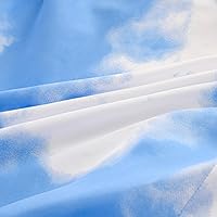 Vista 5 de Bedding Fitted Sheet with Deep Pocket for Single Bed Mattress Cover Sheets,White Cloud Printed Fabric Bed Sheets (Blue Sky, Twin)