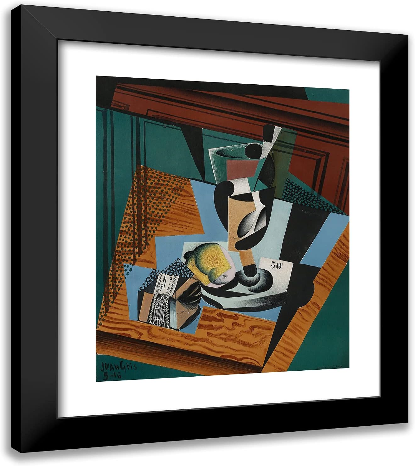 ArtDirect Gris, Juan 20x23 Gold Ornate Framed Art Print with Double Matting Titled: Still Life Vl