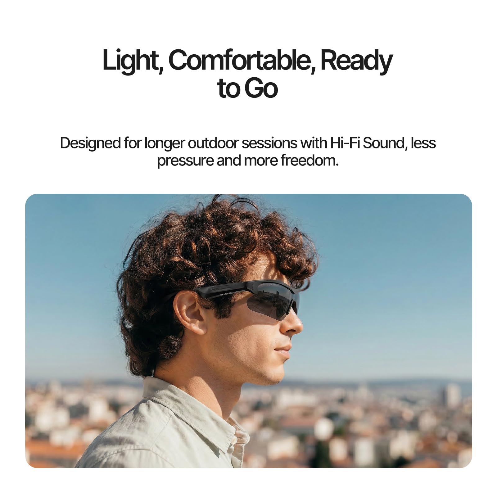 WOWRIO - Occhiali sportivi intelligenti, con cuffie Hi-Fi Bluetooth 5.2 ad orecchio aperto, perfetti per mountain bike, passeggiate casual con musica