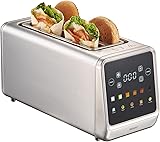 Yabano Grille-Pain 4 Tranches avec Écran Tactile & Fonction Mémoire, Technologie Single-Slice, Minuteur, Fonctions Décongélation & Réchauffage, Grille-Pain Inox avec 6 Niveaux de Brunissage & 5 Progra - 1