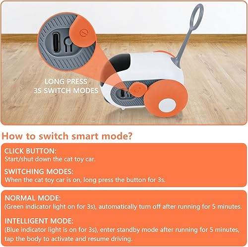 Miniatura 9 de Teazys - Auto eléctrico inteligente de juguete para gatos, juguetes interactivos para interiores, juguete para gatos Teazys Turbo Tail 2.0, juguete