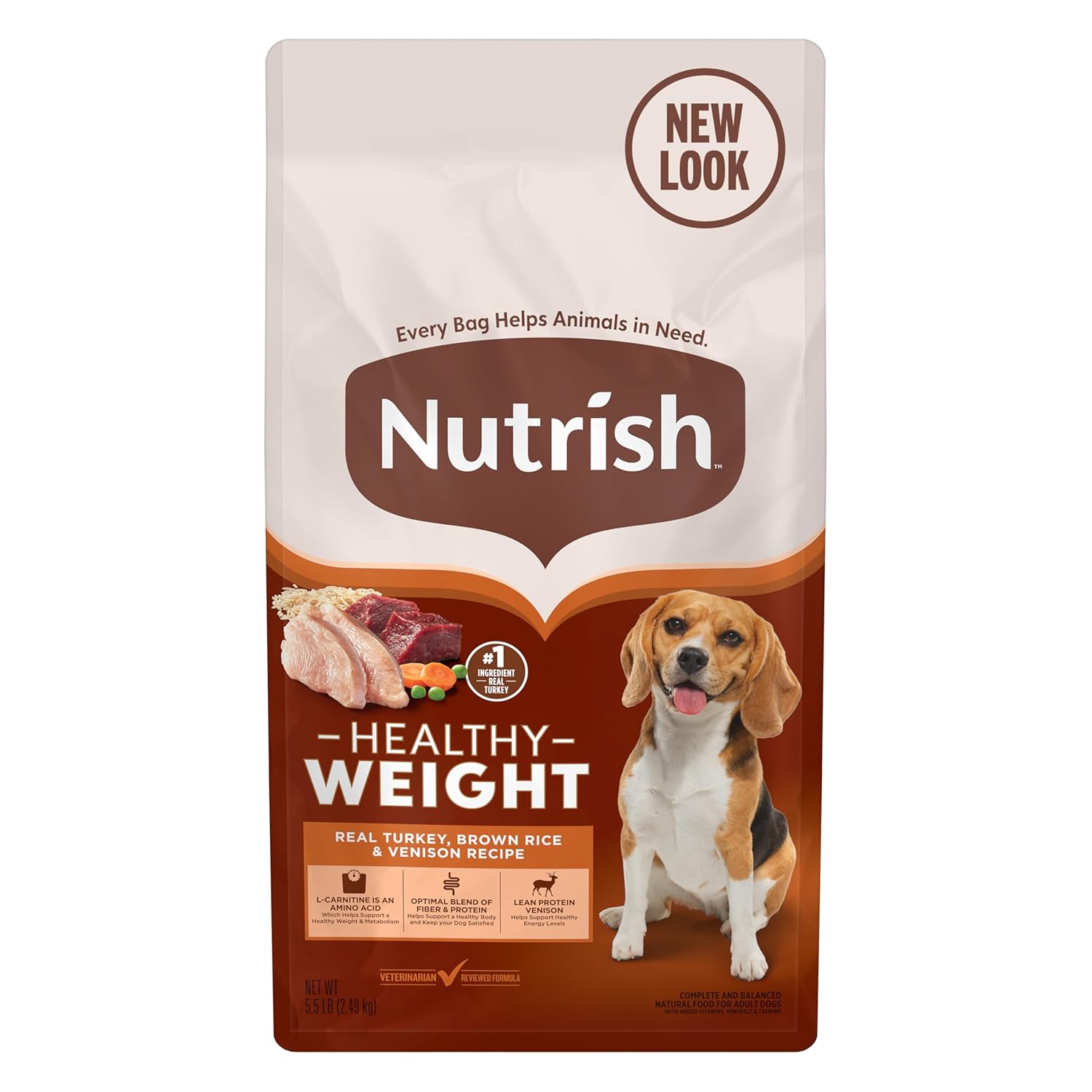 Nutrish Dry Dog Food, Turkey, Brown Rice & Venison Recipe for Weight Management, 5.5 Pounds