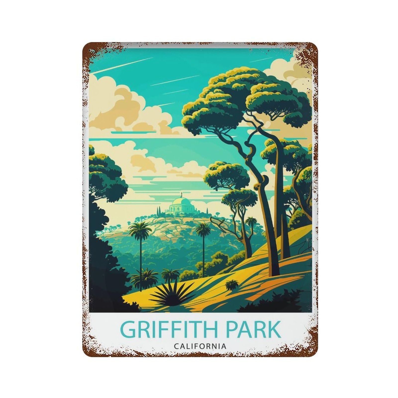 xiaoxiaoshen Griffith Park Travel California Observatory Los Angeles Gift for H Wall Decor Art Metal Tin Poster Modern Home Decor Art Home Bar Shop Decorations Vintage Sign 40x30cm