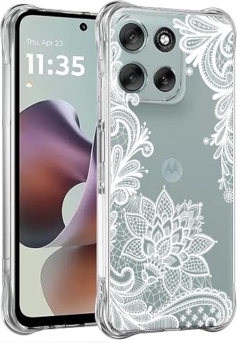Phone Case for Moto G56 5G Case, for Motorola G 56 XT2529-2 Cases Girls Women, Slim Shockproof Clear Floral Pattern Flexible TPU Protective Cover for Motorola Moto G56 5G Mandala