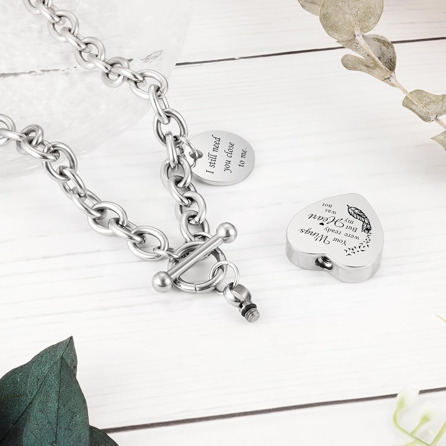 XIUDA Heart Cremation Urn Necklaces for Ashes Locket Cremation Jewelry for Human Ashes Stainless Steel Memorial Keepsake Pendant for Women - Image 2