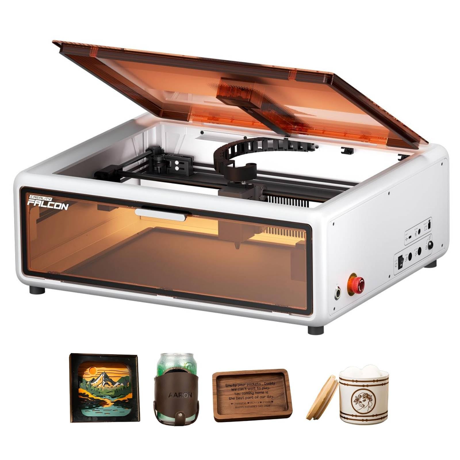 Creality Falcon A1 10W Lasergravierer, 80W Starke Leistung, Vollständig Geschlossen, 600 mm/s, Automatische HD-Kamerapositionierung, Ideal für Holz & Metall-Weißes Gehäuse