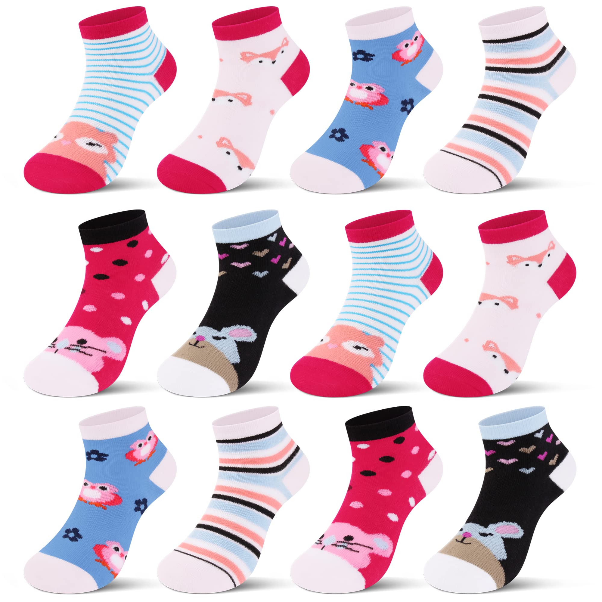 L&K-II 10/12 paia di calzini per bambina con simpatici motivi a cuore Calzini per bambini calzini da ginnastica multicolor 2825