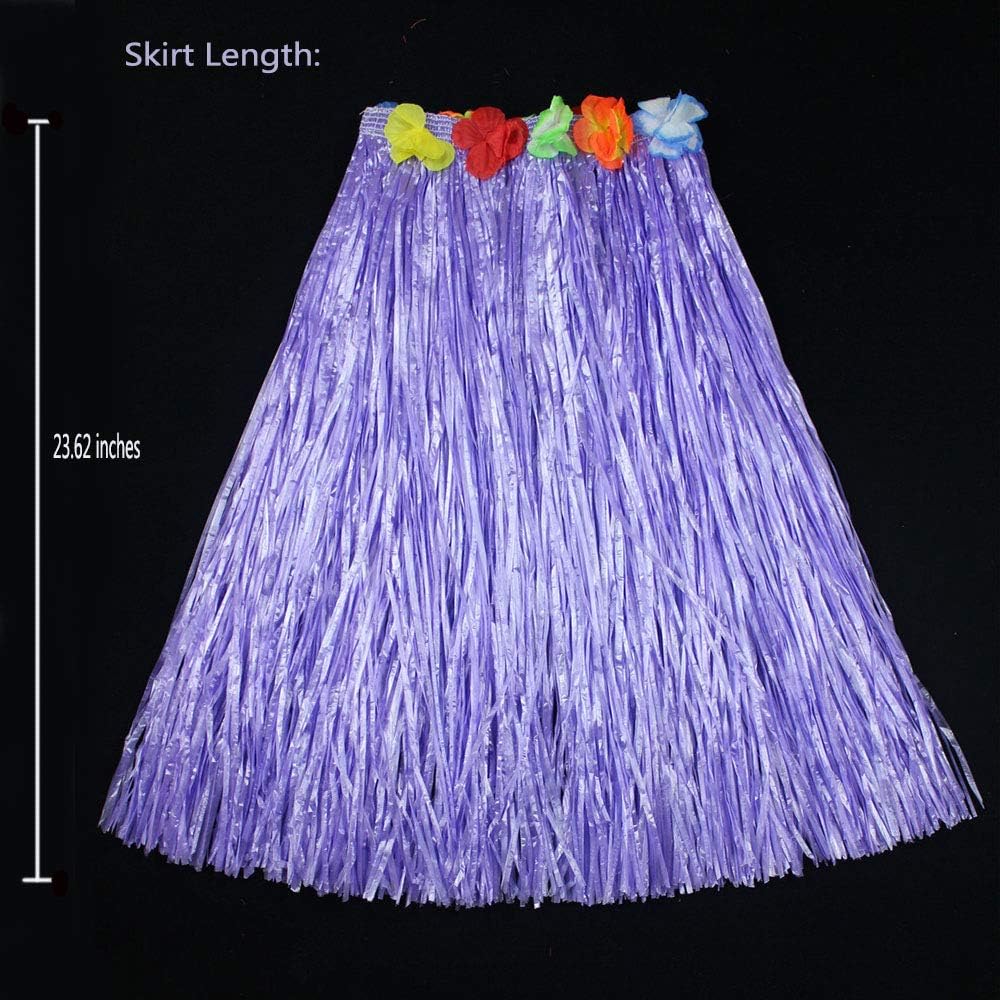 Grass Skirts for Adults Hula Skirt Plus Size Luau Dance Hawaiian Party Costume Elastic Waist (Purple) - Image 7