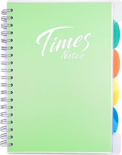 Yoment Cuaderno de 5 asignaturas con divisores de 8 x 10 pulgadas, espiral grande, 240 páginas, cuaderno de múltiples temas con pestañas, cuadernos