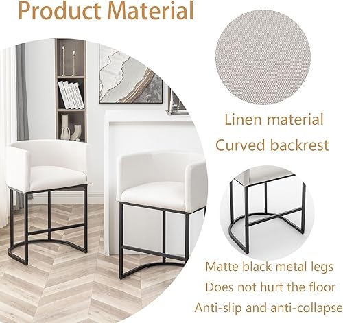 Miniatura 4 de Juego de 3 taburetes de bar modernos con respaldo, sillas de bar con marcos de metal, taburetes de bar tapizados para isla de cocina, pub, club