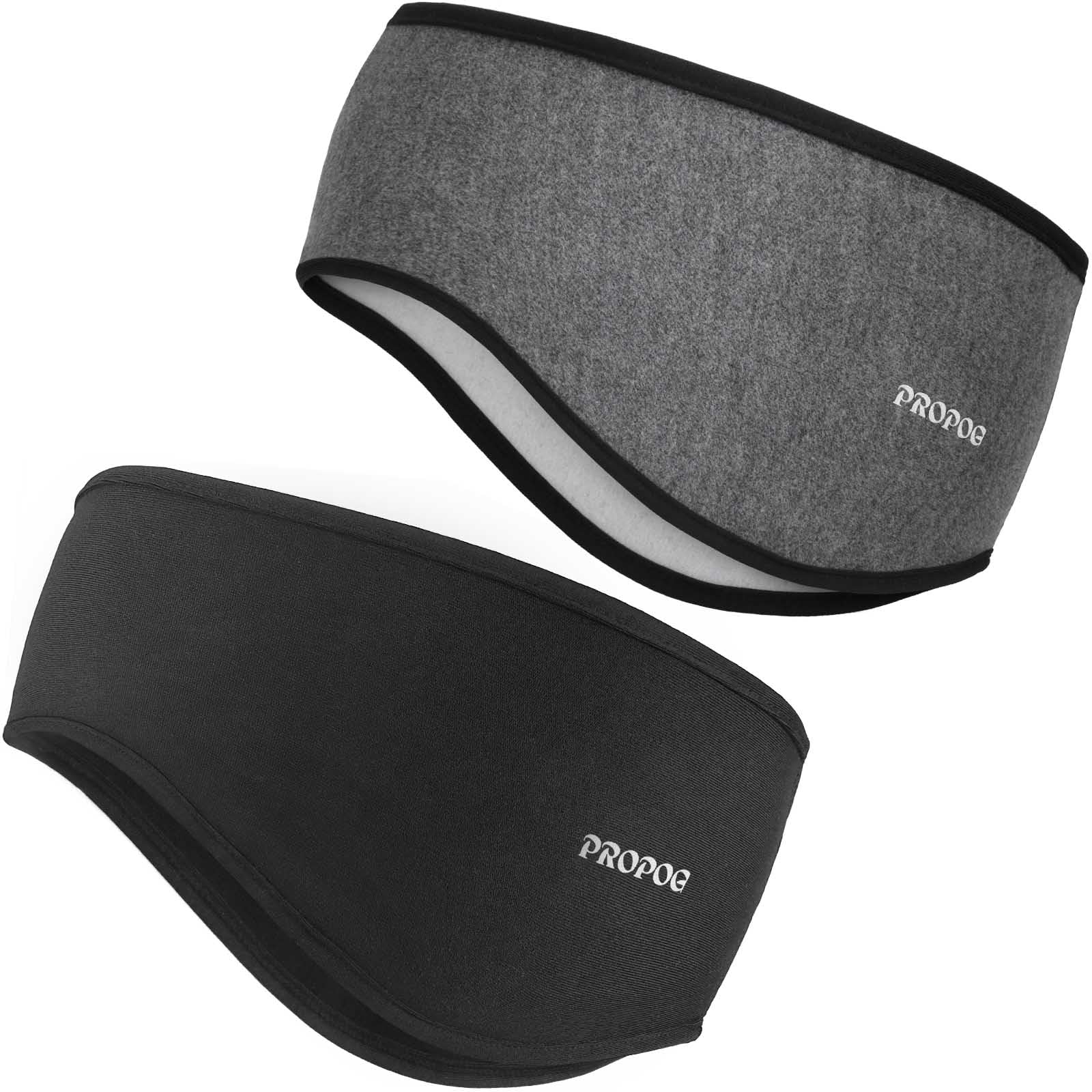 Headband Men Women Winter Pack of 2 Fleece Ear Warmers Women's Windstopper Earmuffs Hair Band Men's Warm Headband Headbands for Jogging Running Hiking Cycling and Motorcycle Driving-image-6