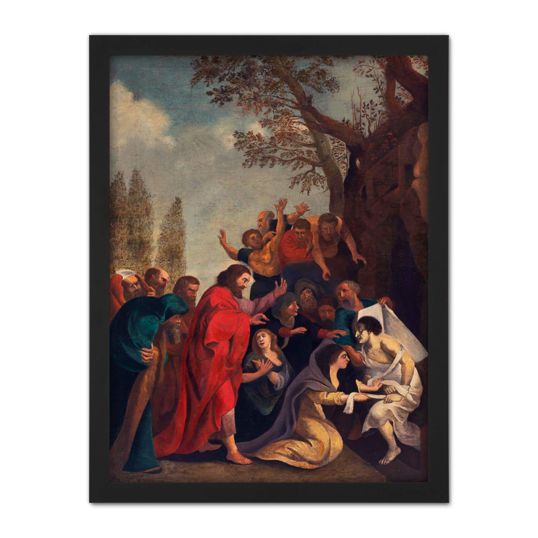 Artery8 Peter Paul Rubens Raising Of Lazarus Painting Artwork Framed Wall Art Print 18X24 Inch